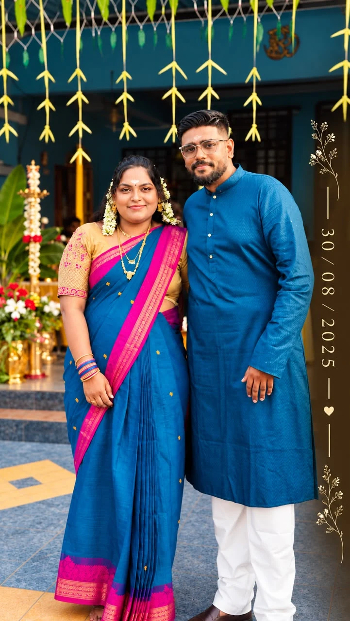 Thaneshvaran and Banu together at the groom-seeing ceremony